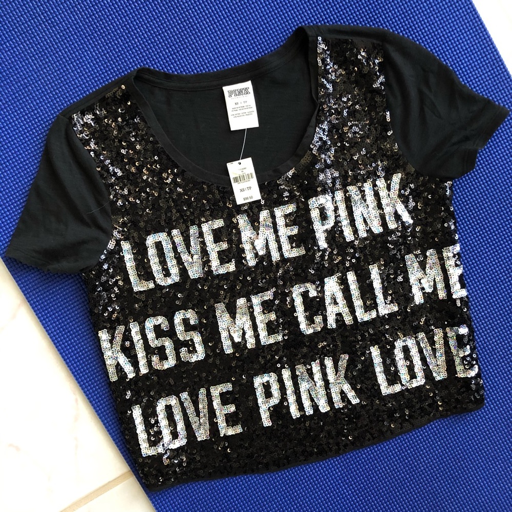 VS’s Pink Black Sequin Crop Top